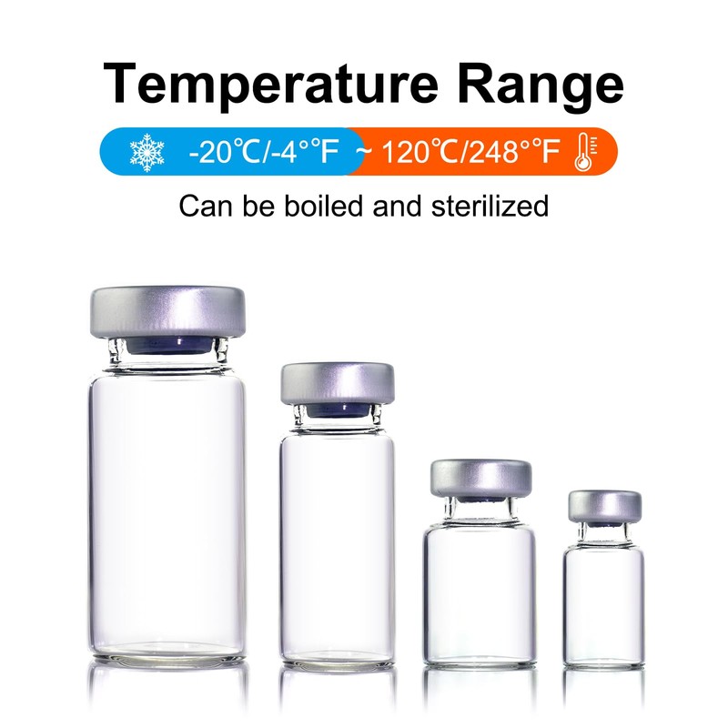 50 Pack 5ml Sealed Sample Vials, Transparent Glass Vials with