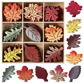 Amyhill 90 Pcs Fall Wooden Leaves for Crafts Bulk Vintage Mini Autumn Wood Maple Leaf Decor Rustic Wood Cutout Shapes Small Fall Craft Supplies with Storage Box for DIY Crafts Decor