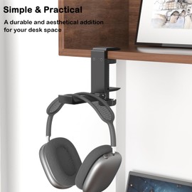 Ahonnpely Headphone Stand - Aluminum Foldable Clamp-on Headphone Holder, Under Desk Gaming Headset Stand