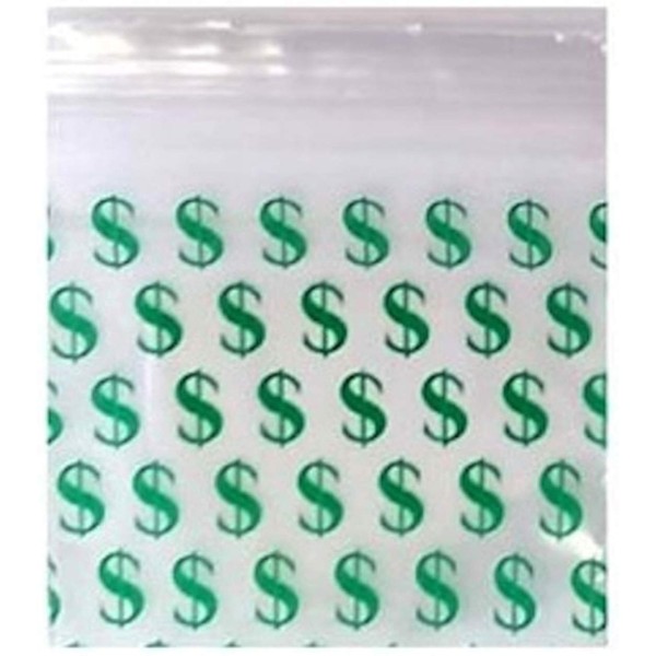 1000-1.25" x 1.25" 125125 Dollar Sign Zipper Lock Baggies Craft