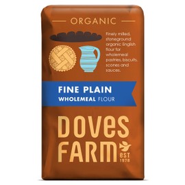 Doves Farm Organic Fine Plain Wholemeal Flour Stoneground 1kg (Pack of 5)