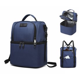 KONO Insulated Lunch Bag Cooler Bag Thermal Lunch Box Picnic Bags Picnic Backpack for Adults Children Work School Outdoor Camping (Navy)