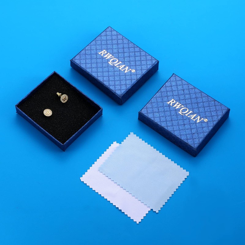 Round Initial Stud Earrings Women's Dainty A-Z Letter Earrings Hypoallergenic