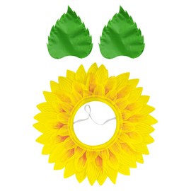 NIDHFG 1 Sunflower Headgear, 1 Pair Of Green Leaf Gloves, Interesting Floral Performance Props, Creative Personality Headgear, Performance Stage Accessories.