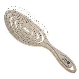 Head Jog 08 Paddle Brush Flexible Soft Pin Bristles, Detangling Wet Or Dry Hair. Gentle Brushing Straw Brush. Detangle Round Brush for Straight, Curly & Wavy Hair Types. (Monochrome Collection Ash)