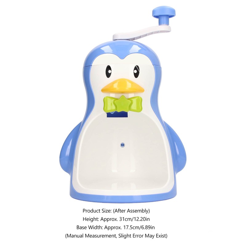 Shaved Ice Machine ABS Penguin Shape Blue Household Portable Manual