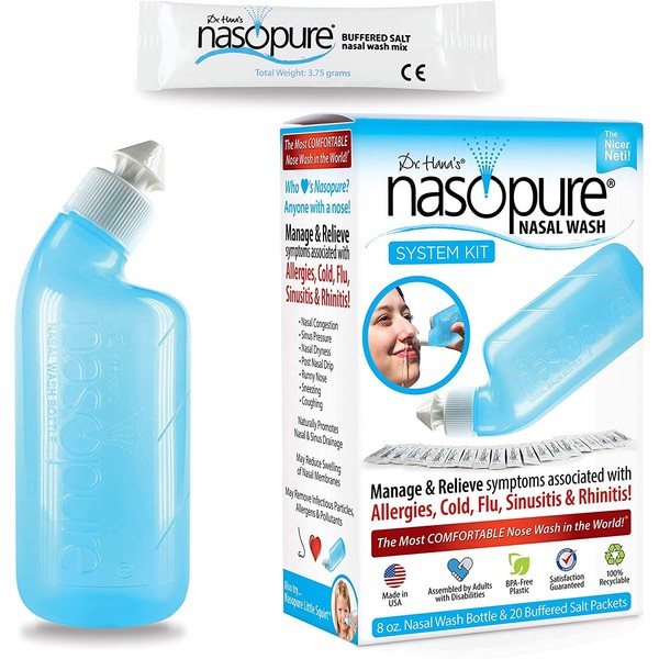 Dr. Hana's Nasopure Nasal Wash | System Kit | The Nicer Neti Pot - Nasal Symptoms of Allergies, Cold, Flu, & Sinusitis - Fast All Natural Relief - Nasal Irrigation System/Nasal Spray/Nasal Hygiene
