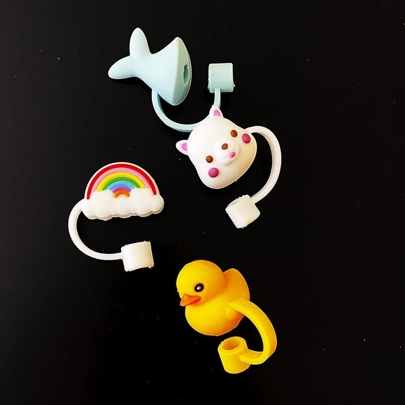 Lemonadeus Silicone 4PCS Straw Tips Cover Reusable Drinking Straw Tips