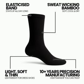 Mens Bamboo Dress Socks - Men's Bamboo Fibre Black Business Socks - 3 Pack Deal