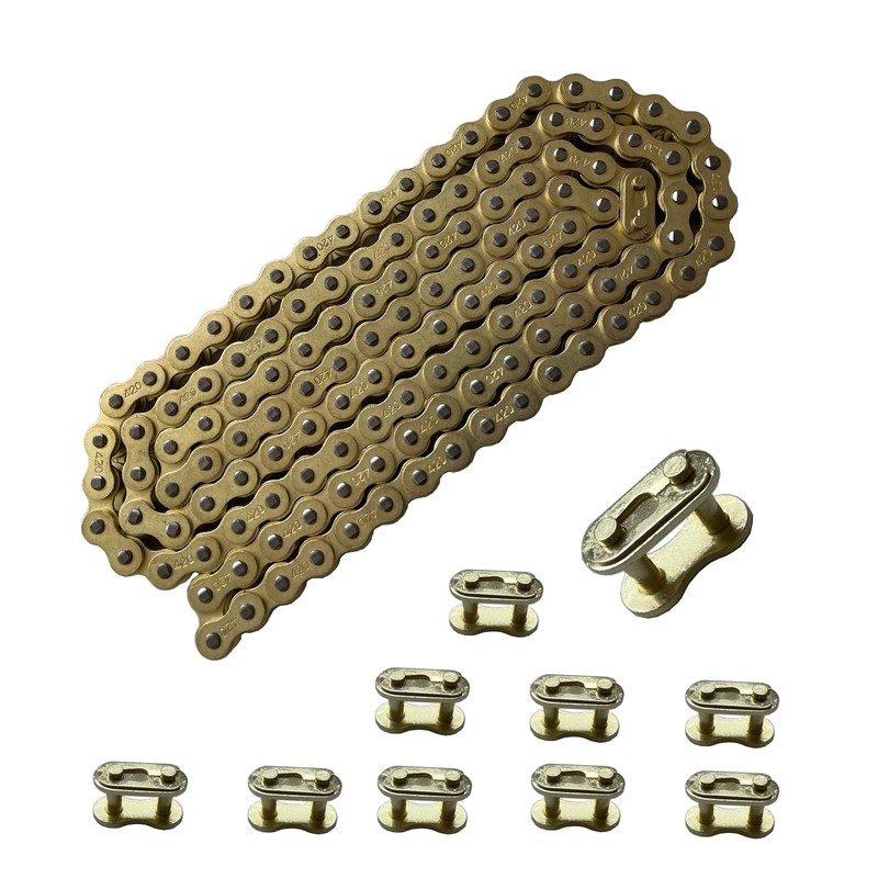 LKSM Gold 420 Motorcycle Chain 132 Link Standard with Chain