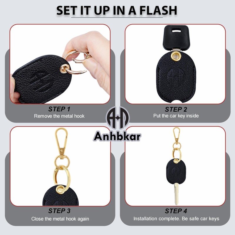 ANHBKAR Leather Keys Sleeve for Broken Car Key Loop Replacement