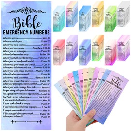 120 Pcs Bible Emergency Numbers Bookmark, Christian Bookmarks, Religious Bible Verse Bookmark, Christian Gifts for Church Supplies, Giveaways for Church Welcome Gifts Sunday (Watercolor)