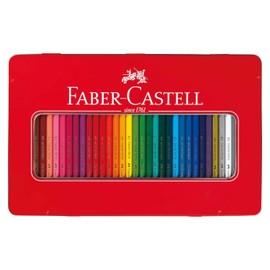 Faber Castell TFC-CP/36C Oil-based Colored Pencils, Flat Can, 36 Color Set