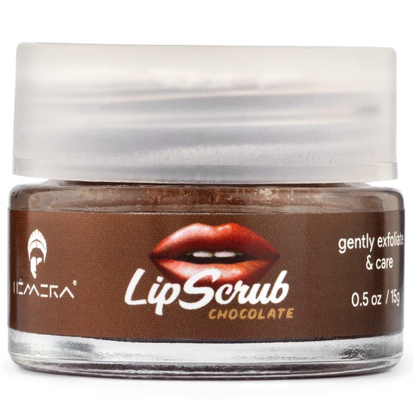 Hemera Lip Scrub Chocolate, Lip Polisher, Lip Scrub Exfoliator & Moisturizer,Lip Care Exfoliating Scrub and Lip Moisturizer for Chapped Lips Treatment, Lip Repair for Soft Lips