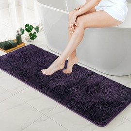 MIULEE Dark Purple Bathroom Runner Rugs, Soft Absorbent Microfiber Long Bath Rugs Non Slip Quick Dry Fluffy Bath Mats for Bathroom Floor, Machine Washable, 16x48 Inch