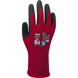 Wondergrip - Neo - WG-1857W Safety Gloves - Single Nitrile Coating - Thin and Light Liner - High Grip & Ergonomic Fit - For Dry-to-Oily Conditions - Red - Small