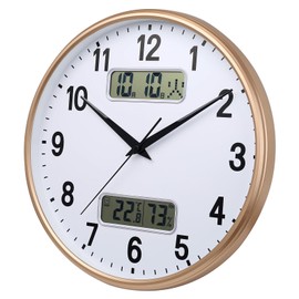 Wall Clock, Radio Clock, Silent, Second Hand, Date and Day Display, Temperature/Humidity Display, Night Second Hand Stop, Analog Automatic Reception, Home, Bedroom, Room Decoration, Gift, Interior