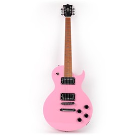 Fojill Full Size 39 Inch LP Electric Guitar Roasted Canadian Maple Fretboard Mahogany solid Body Stainless Frets (Pink)