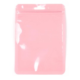 LiQunSweet 100 pcs 10x7.5 cm Macaron Pink Plastic Zip Lock Bags Small Holographic Resealable Foil Pouch for Small Business Travel Supplies Jewelry Storage