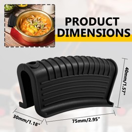 Bonsicoky 2 Pack Silicone Assist Hot Pan Handle Holder - Non-Slip Heat Resistant Pan Grip Cover for Enameled Griddles Frying Pans Oven Cookware - Black