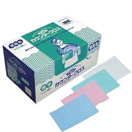 FUJI COUNTER CLOTH Commercial Counter Cloth, Thick, 13.8 x 23.6 inches (35 x 60 cm), White, 60 Sheets + Disposable Sponge Included