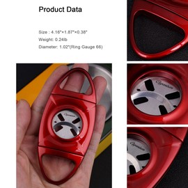 CIGARISM Large Ring Hollow-Out Blades Straight-Cut Cigar Cutter, Up to Ring Gauge 66 (Red)