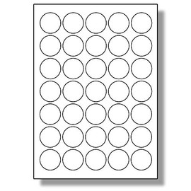 Label Planet® 35 Per Sheet, 5 Sheets (175 Round Labels). Plain White A4 Matt Round Labels 35mm Diameter LP35/35R