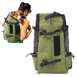 PETCUTE Dog Carrier Bag for Dogs Cats Hiking Backpack Side Breathable Mesh Backpack for Large Dogs Cats up to 16.5 kg Grass Green