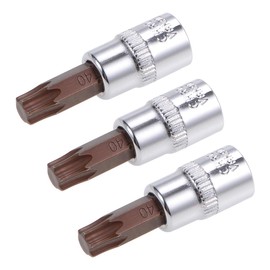 sourcing map 3pcs 1/4" Drive x T40 Torx Bit Socket, S2 Steel Bits CR-V Sockets 38mm Length Use with Ratchet Wrench, Slide Bar, Extension Rod