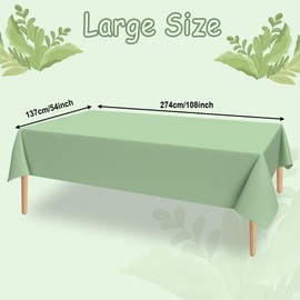 Lianxuia 4 Pcs Sage Plastic Tablecloths, 54 * 108 Inch Rectangle Green Table Cover, Disposable Waterproof Sage Table Cloths for Parties, Weddings, Baby Shower, Birthday Party Decorations