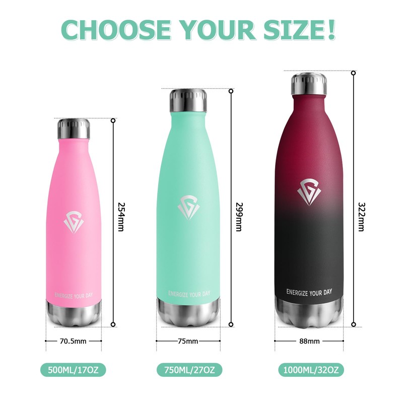 Drinking Bottle 750 ml, Insulated Flask Suitable for Carbonated Drinks,