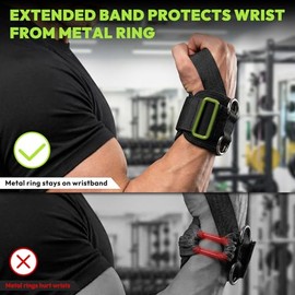HANDBODE - Correas de levantamiento antideslizantes para levantamiento de pesas y peso muerto, correas de muñeca con anillos en D para entrenamiento a máquina de cables, muñequeras extra anchas para