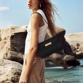 HiTotes Small Clutch Purse Crossbody Bag for Women Vegan Leather Shoulder Bag Satchel Handbag with Two Adjustable Strap