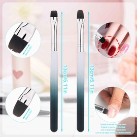 2pcs Nail Clean up Brushes, French Tip Detail Remover Manicure Brush for Nails with Round & Flat Head Pen Painting Tools for Nail Art Design & Polish Mistake Cleaning