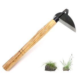 Elegital Kana Hoe 217 Japanese Garden Tool - Hand Hoe/Sickle is Perfect for Weeding and Cultivating. The Blade Edge is Very Sharp. (Beige-007)