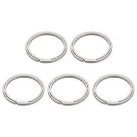 sourcing map Titanium Keychain Rings, 5 Pcs 1.1-inch Split Side Pushing Key Rings Split Key Ring Circle Assorted for Home Car Office Keys Attachment Key Chain, Silver