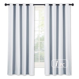 NICETOWN Room Darkening Curtain for Bedroom - (Greyish White/Silver Grey Color) Solid Thermal Insulated Blind Room Darkening Drape/Drapery for Windows,52x63 inches, 1 Pack