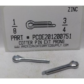 AMERICANINTEGRATEDSUPPLY.COM 1/8X3/4 COTTER PINS EXTENDED PRONG STEEL ZINC PLATED (50)
