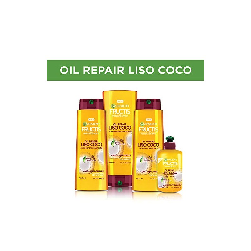 Garnier Fructis Acondicionador Oil Repair Liso Coco, 650 ml