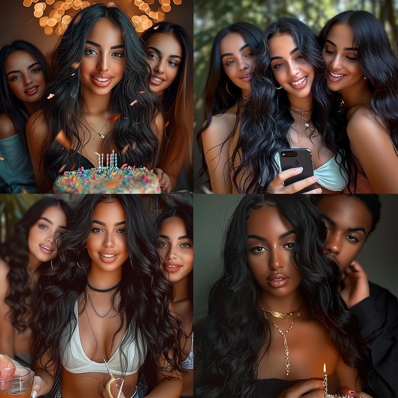 Leuik Body Wave Black Wig for Women|Synthetic Long Black Wigs