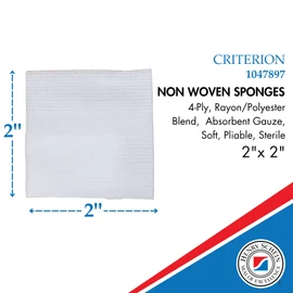 Henry Schein Criterion 2x2” Non-Woven Sponge- Rayon/Polyester Blend, 4-Ply, Sterile- 2x2 Inch, 50/Pack