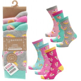 OnlyBee 6 Pairs of Ladies Bamboo Healthy Soft Socks Novelty Funkie Bright