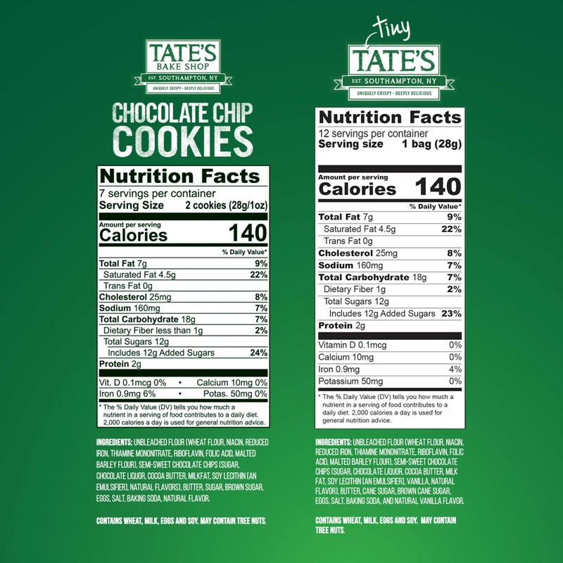 Tate's Bake Shop Chocolate Chip Cookies and Tiny Tate's Chocolate