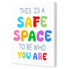 OTINGQD This Is a Safe Space Wall Art,Calming Corner Wall Decor,School Therapy Office Mental Health Canvas Wall Art,Preppy Classroom Decor