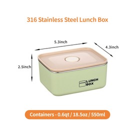 Stainless Steel Food Storage Containers with Lids, Set of 4 (18oz), Snack Containers for Kids, Freezer Safe, Microwave Safe, 316 Metal Containers for Meal Prep, Leftovers