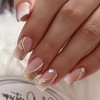 Press on Nails Medium Square Fake Nails Gold Glitter False