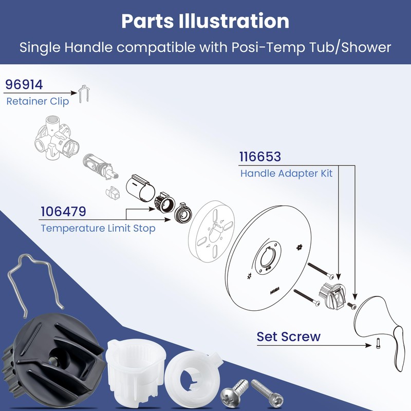 Enhon Shower Handle Adapter Kit Replacement for 116653, Compatible with