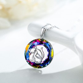 OHAYOO Crystal Fox Necklace for Women 925 Sterling Silver Fox Pendant Fox Jewelry Gifts for Women Mother's Day