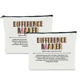 NBIAN 2 PCS Difference Maker Makeup Bag - Boss Gifts for Women, Coworker Thank You Gift for Manager, Mentor, Colleagues - Administrative Professional Day, Boss Day Cosmetic Bag