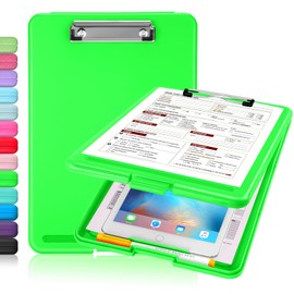 Sooez Clipboard with Storage, Plastic Storage Clipboard with Low Profile Clip, Heavy Duty Nursing Clipboards Foldable, Coaches Clipboard Case for Work Kids, Teacher Must Haves, Office School Supplies